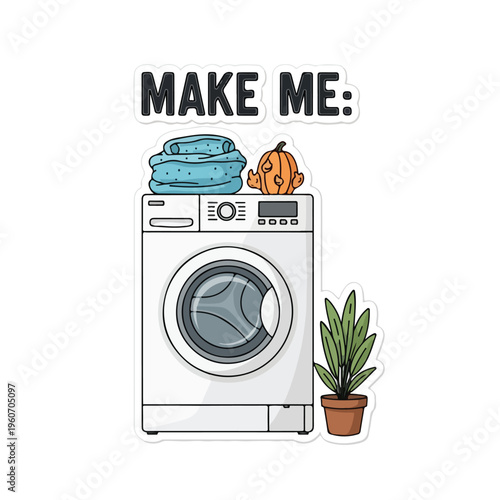 Funny "MAKE ME:" Laundry Cartoon Sticker