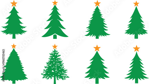 Charming winter village silhouette with cozy homes, snowy trees, and festive stars twinkling above, perfect for holiday cards