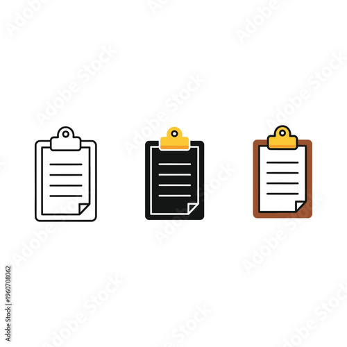 Three clipboards with different color bindings in a row