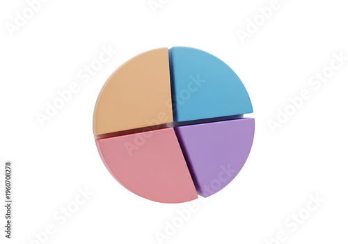 Free Download Four colored pie chart segments with shadow isolated on transparent background - GFXLoad