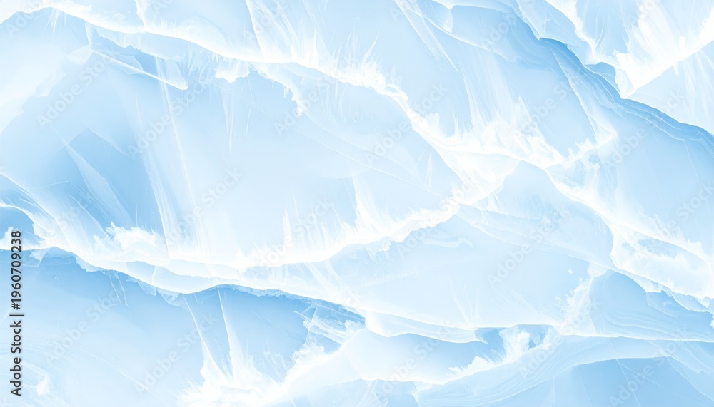 Obraz premium An abstract blue silk background featuring flowing waves and a delicate frozen frost pattern that resembles a cold winter crystal texture on a smooth fabric surface