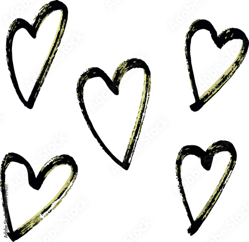 Messy Scribble Hearts Rustic Love Seamless Vector Pattern