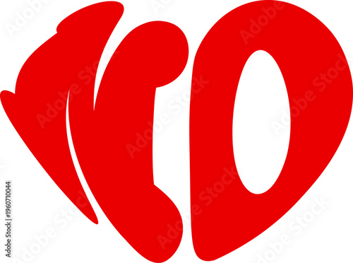  illustration of the word “NO” arranged in a heart shape.