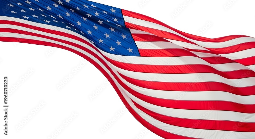 Fototapeta premium Waving american flag on white background