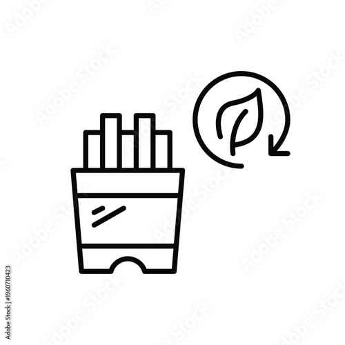 French fries, leaf and renew arrow. Sustainable food and delivery. Pixel perfect, editable stroke vector icon