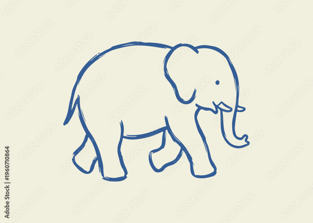 Obraz premium Elephant naive hand drawn vector illustration