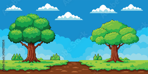 A minimalist flat vector illustration of a majestic mountain range during a vibrant golden sunset