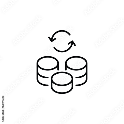 Stack of coins and renew arrows. Investment payouts and returns, business account refreshed. Pixel perfect, editable stroke vector icon