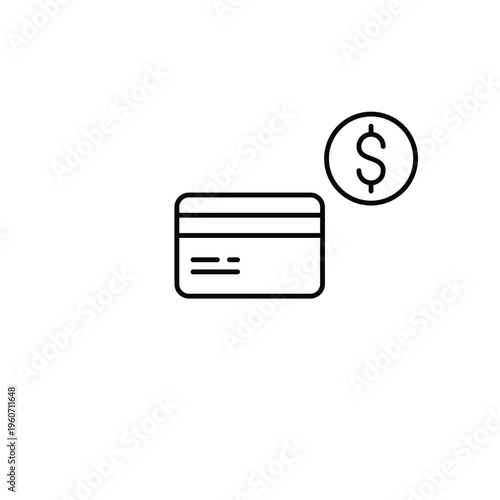 Credit card and dollar. sign Payment and digital purchases. Pixel perfect, editable stroke vector icon