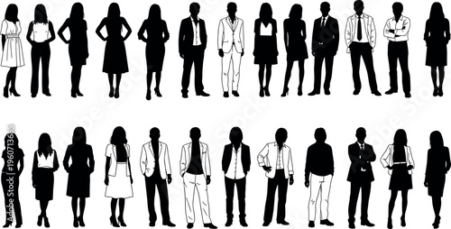 Business attire silhouette icon vector illustration with decorative design, elegant professional artwork, creative posture composition, ornamental background pattern