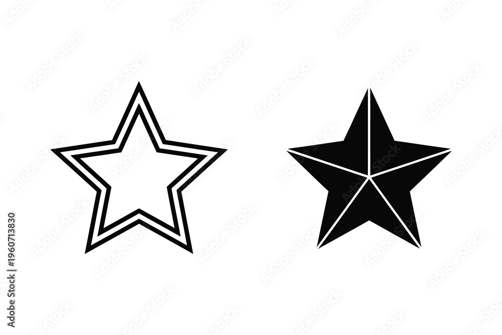 Fototapeta premium Star Icons: Outline and Solid Styles for Ratings and Excellence