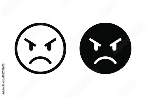 Angry Face Emoji Icon for Negative Emotion and User Feedback