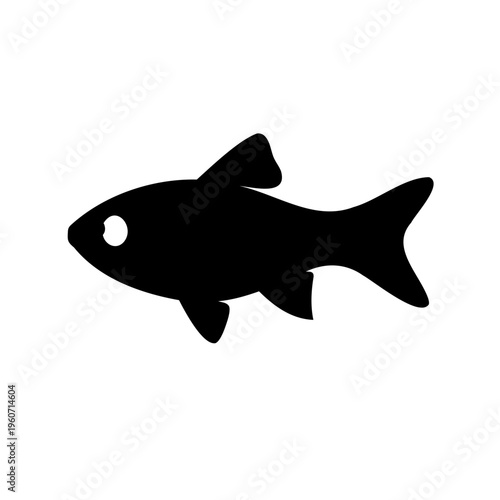 Simple black and white fish silhouette on a white background design