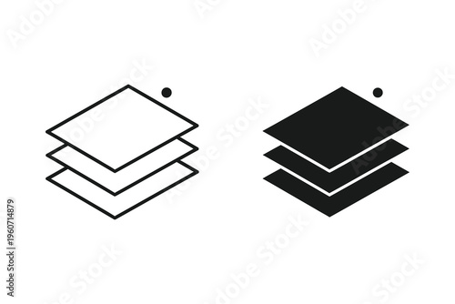 Stacked Layers Icon with Notification Dot for Design Software UI
