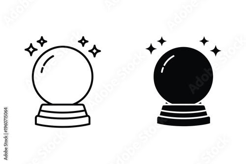 Magical Crystal Ball Icon Set for Fortune Telling and Mystical Future Prediction