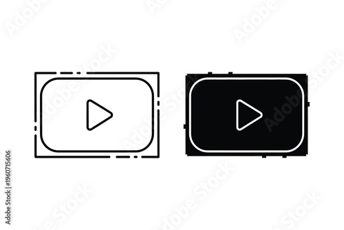Play button icon in a rounded rectangle frame, video start symbol