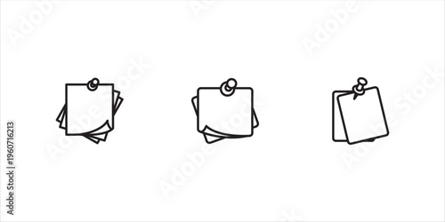 sticky notes icon set. Thin linear sticky notes vector illustration on white background, eps10.
