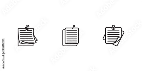 sticky notes icon set. Thin linear sticky notes vector illustration on white background, eps10.
