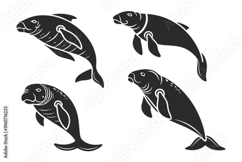 dugong-swimming---icons-set---4-minimalist-icons--
