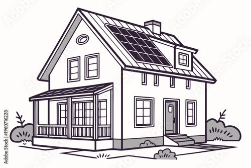 eco-house-with-solar-panels--flat-vector-illustrat