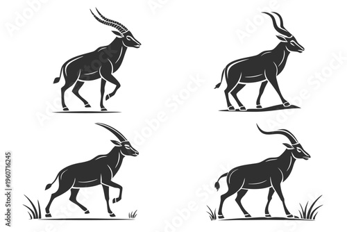 eland-antelope---icons-set---4-minimalist-icons---