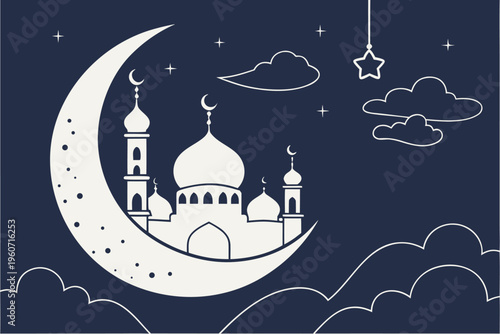 eid-moon-with-stars-and-clouds-minimal-design