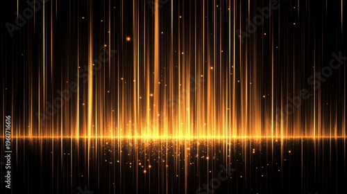 Golden light beams on a dark background