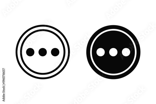 More Options Ellipsis Menu Icon Set in Circle Outline and Solid Styles