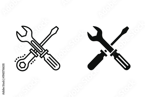 Bild auf Leinwand Wrench and Screwdriver Tools Icon for Repair, Service, and Settings