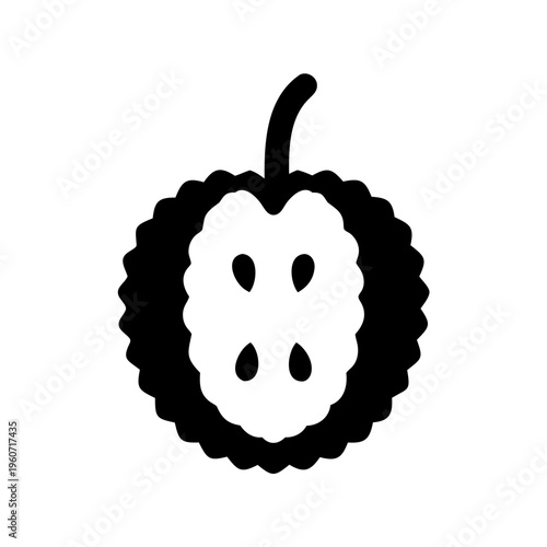 Silhouette of a Custard Apple or Cherimoya Fruit Cut in Half