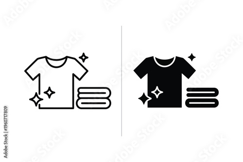 Clean Laundry and T-shirt Service Vector Icons
