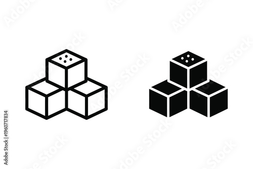 Sugar Cubes or Geometric Block Icon Set for Food and Design Elements