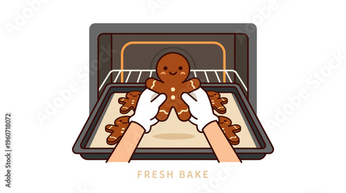 Sweet aroma of freshly baked gingerbread men filling the kitchen, a delightful moment of homemade cookie preparation and culinary joy
