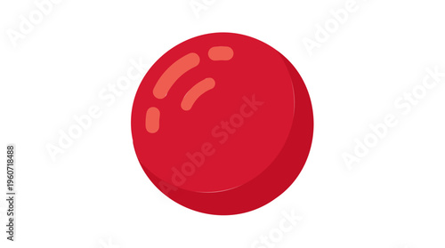 Isolated Red Nose Ball with Glossy Highlights, Symbolizing Charity Fun and Celebration, Flat Style Vector Illustration in Vibrant Red, Clean Digital Graphic Element