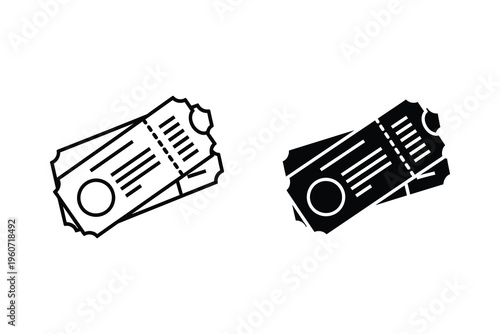 Event Admission Ticket for Cinema and Travel Line and Glyph Icons