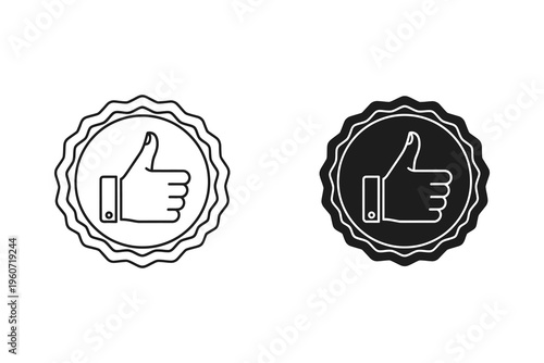 Thumbs Up Approval Like Badge Icon - Positive Feedback Social Media Symbol