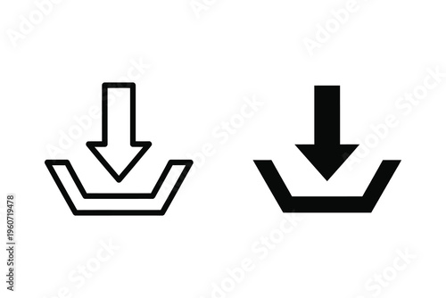 Download to Box Icon - Data Transfer and Save File Symbol in Outline and Solid Styles