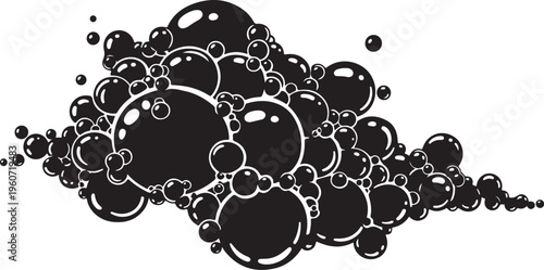Black bubbles floating on a white background illustration design