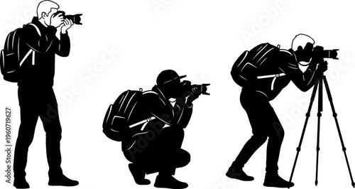 Photographer icon vector illustration with decorative design, elegant camera artwork, creative silhouette composition, ornamental background pattern