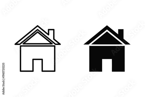 Real Estate Home and House Icons for Property Listings and Apps