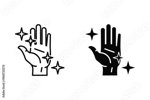 Clean Hand with Sparkles Icon Symbolizing Hygiene and Freshness