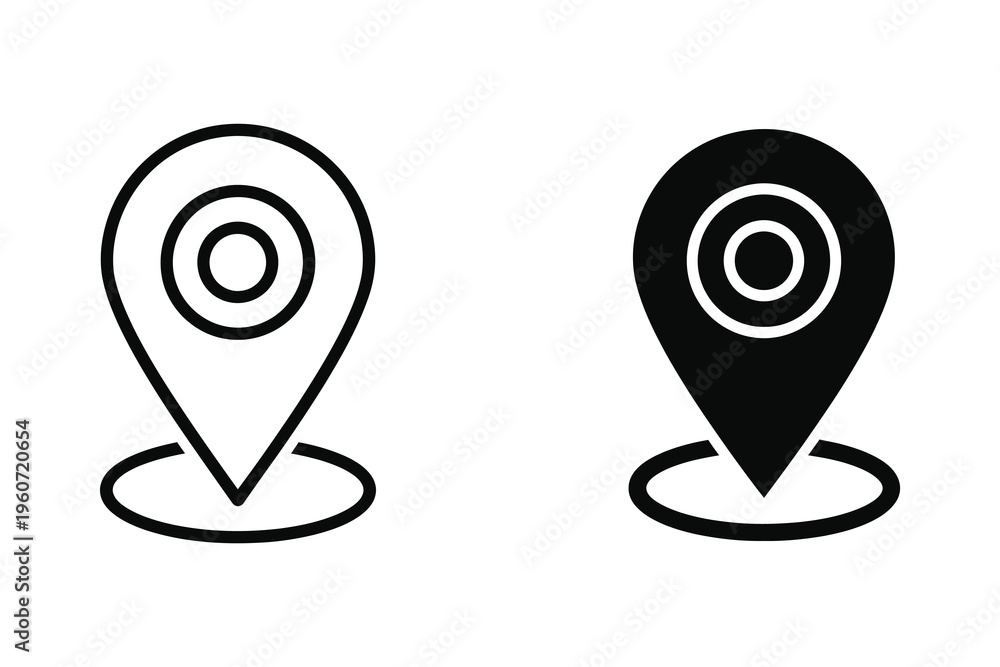 Fototapeta premium GPS Location Pin Marker Icon: Map Destination and Target Point Symbol