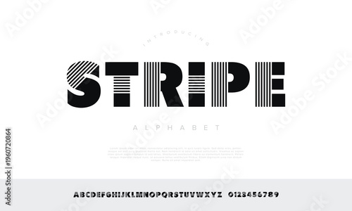 Geometric Stripe Alphabet Design Bold Line Pattern Font for Creative Brand Identity and Sporty Logo