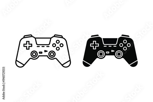Modern Gaming Controller Gamepad Icon Set - Video Game Entertainment Device