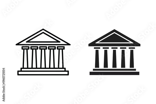 Classical Building with Columns Icon for Bank, Justice, or Government