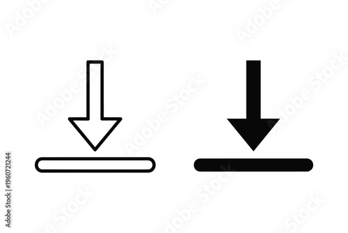 Simple Download Arrow Icon - Data Transfer and File Save Symbol