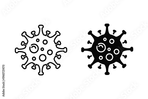 Coronavirus COVID-19 Virus Cell Icon - Pandemic Germ Outline