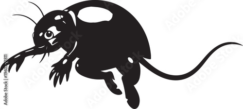 Black mouse silhouette, vector rodent icon, pest control symbol, animal illustration