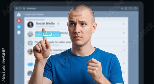 Businessman Engaging with Virtual Touchscreen Tablet for Online Communication and Connectivity