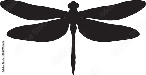 Black dragonfly silhouette, insect icon, vector illustration, bug symbol